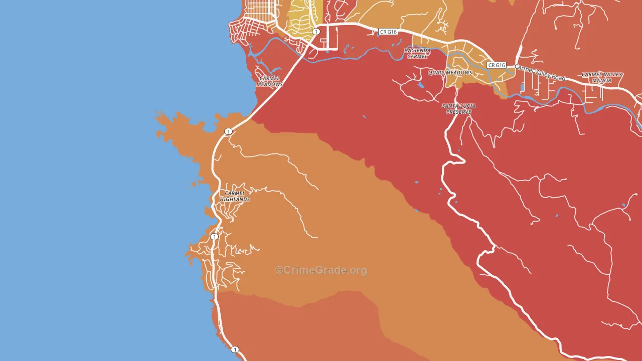 Carmel Highlands, CA Map of Burglary Rates