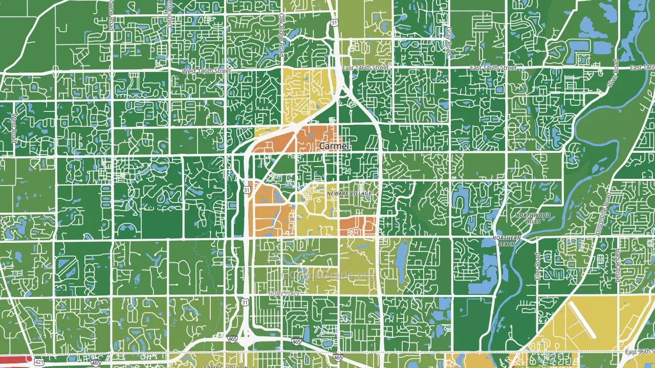 Carmel, IN Map of Burglary Rates