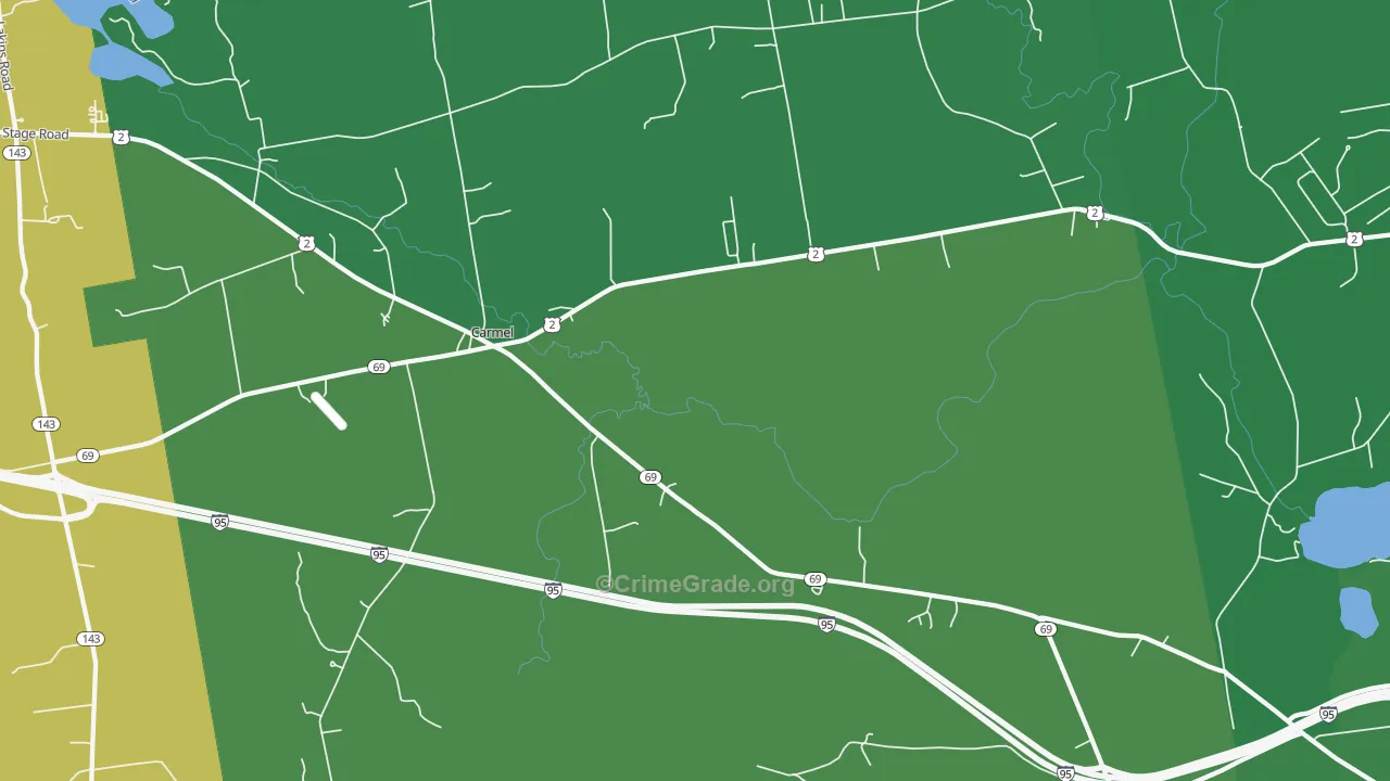 Carmel, ME Map of Burglary Rates