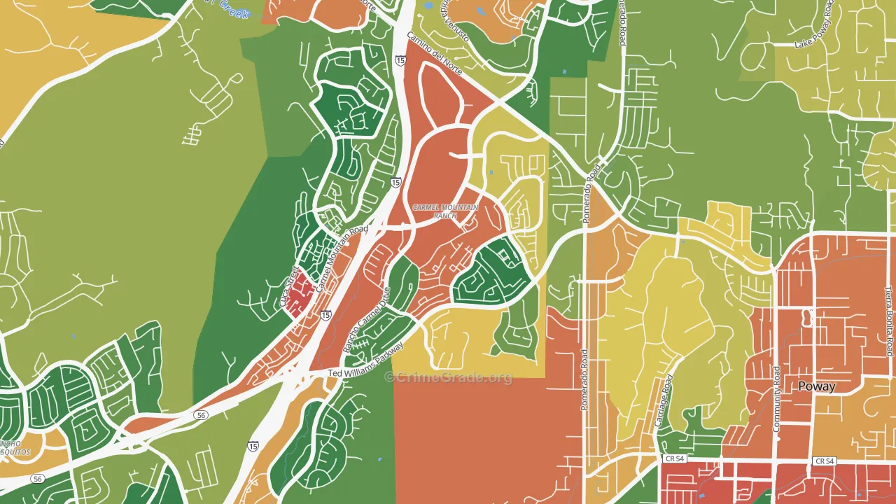 Carmel Mountain, San Diego, CA Map of Burglary Rates