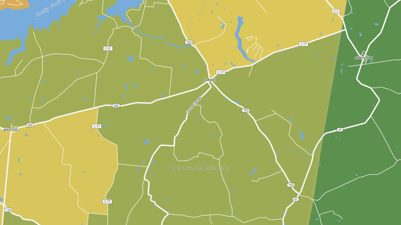 Carmel, OH Map of Burglary Rates