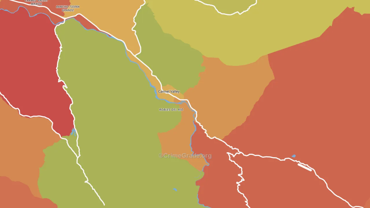 Carmel Valley, CA Map of Burglary Rates