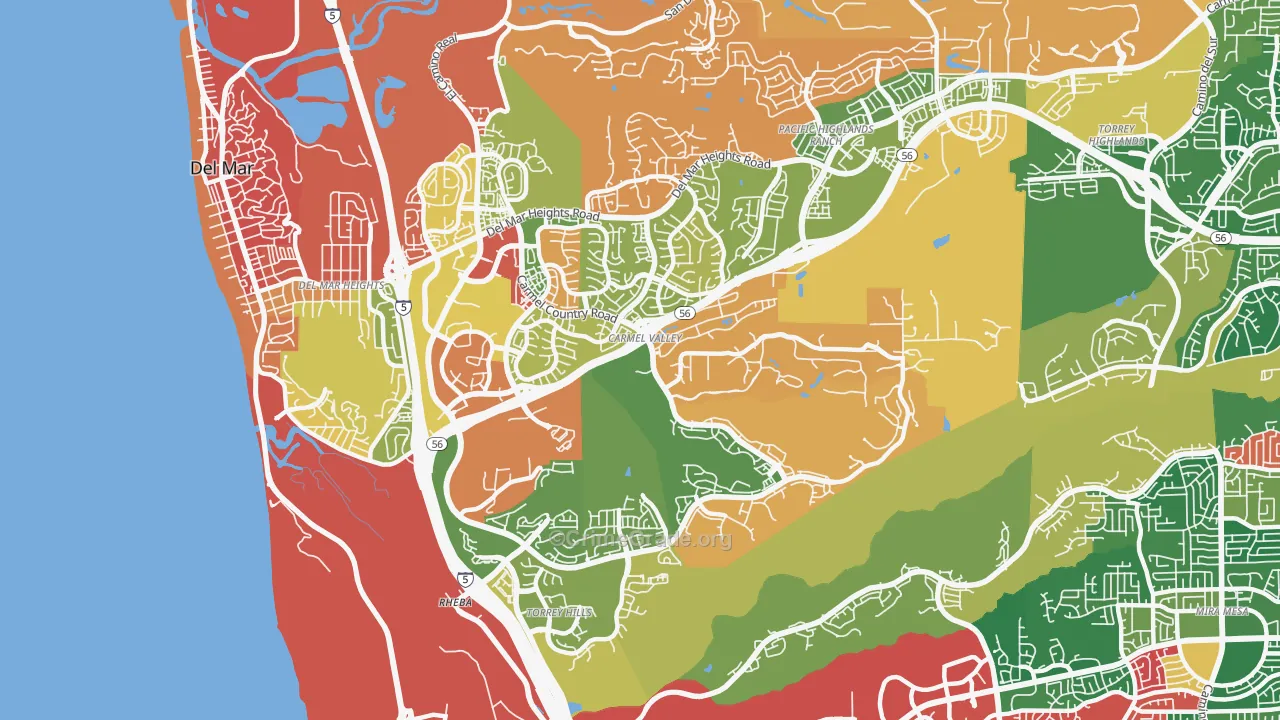 Carmel Valley, San Diego, CA Map of Burglary Rates