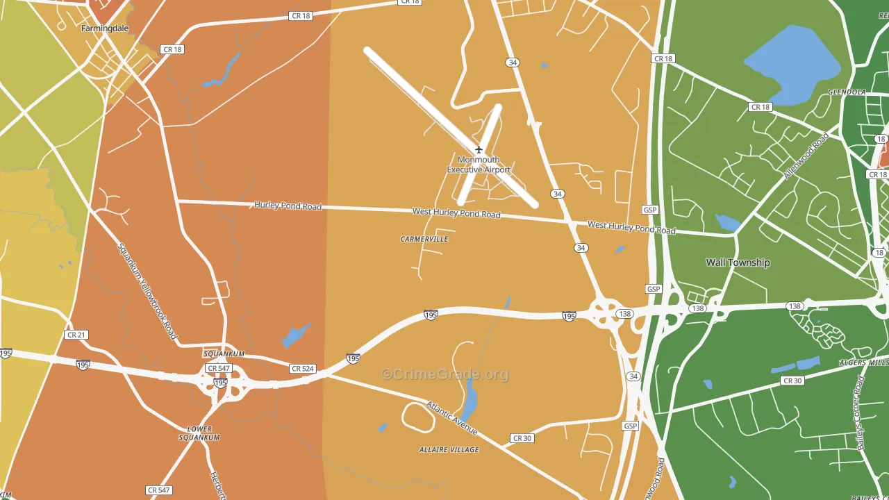Carmerville, NJ Map of Burglary Rates