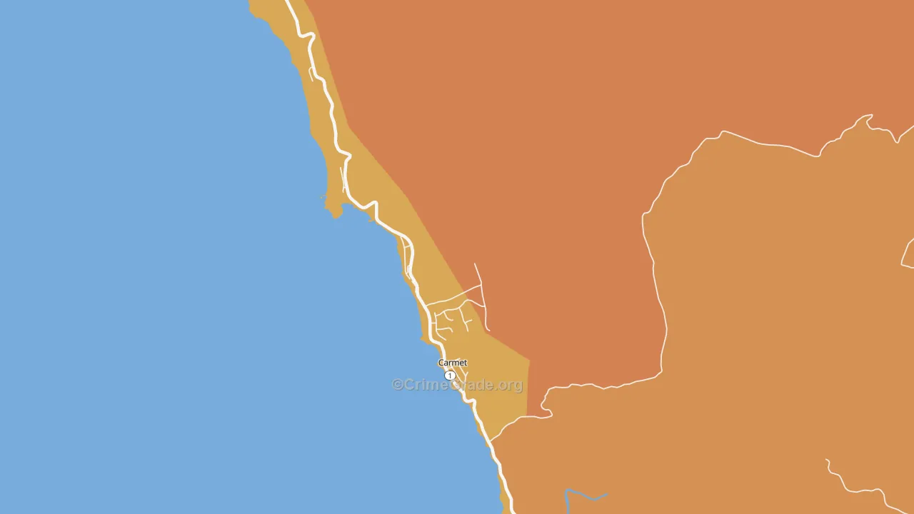 Carmet, CA Map of Burglary Rates