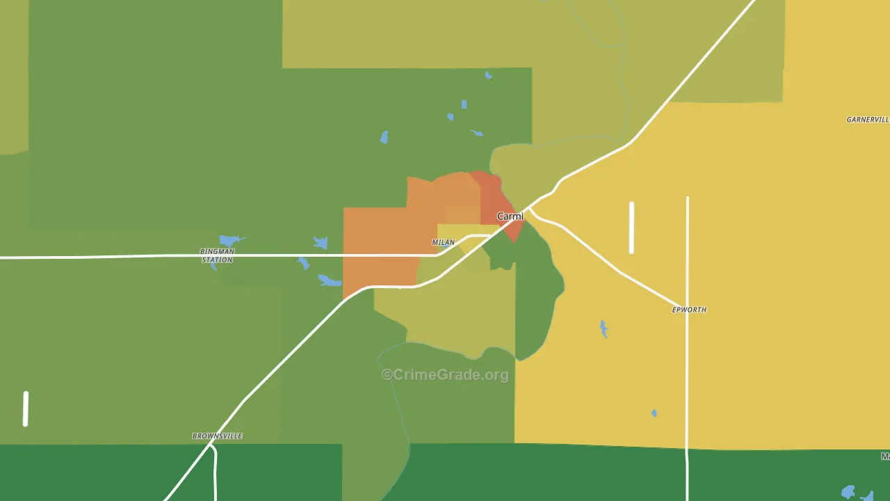 Carmi, IL Map of Burglary Rates