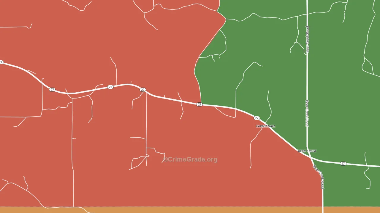 Carmichael, MS Map of Burglary Rates