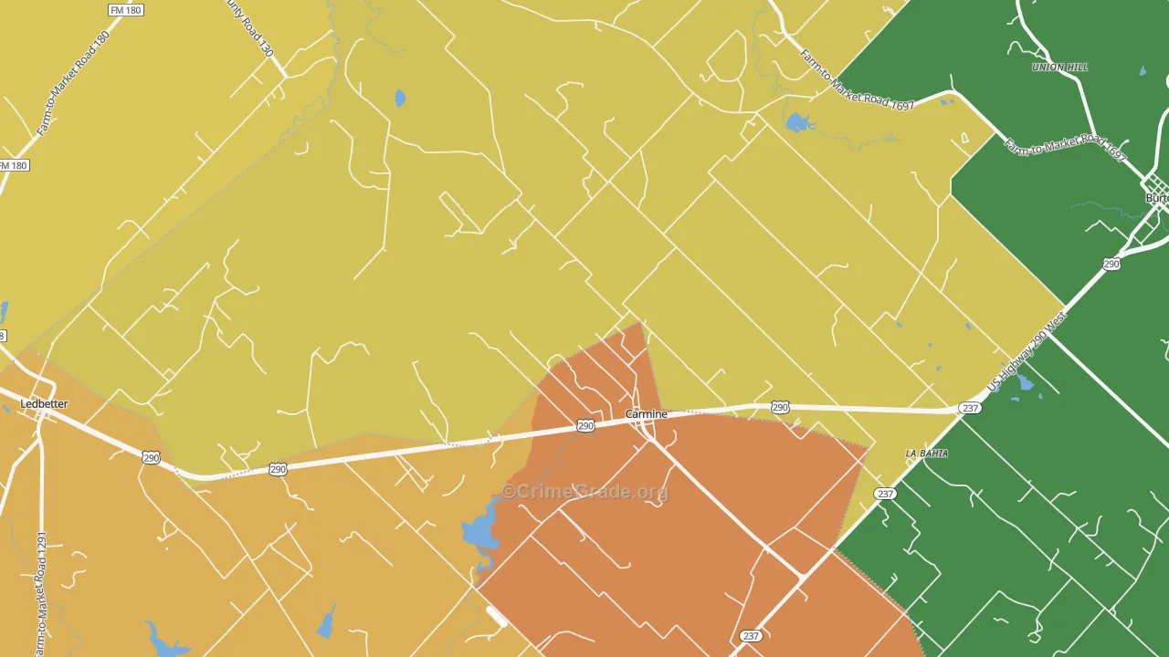 Carmine, TX Map of Burglary Rates