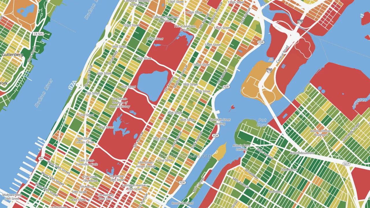 Carnegie Hill, Manhattan, NY Map of Burglary Rates