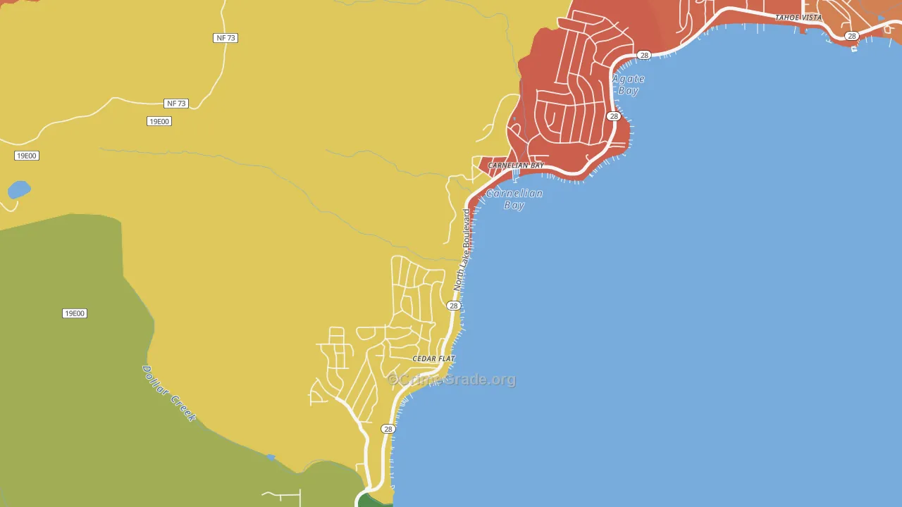 Carnelian Bay, CA Map of Burglary Rates