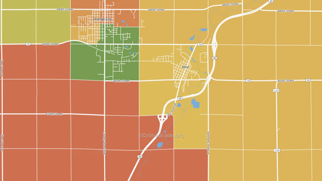 Carnes, IA Map of Burglary Rates