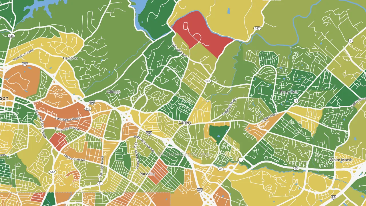 Carney, MD Map of Burglary Rates