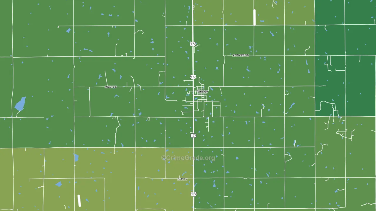 Carney, OK Map of Burglary Rates