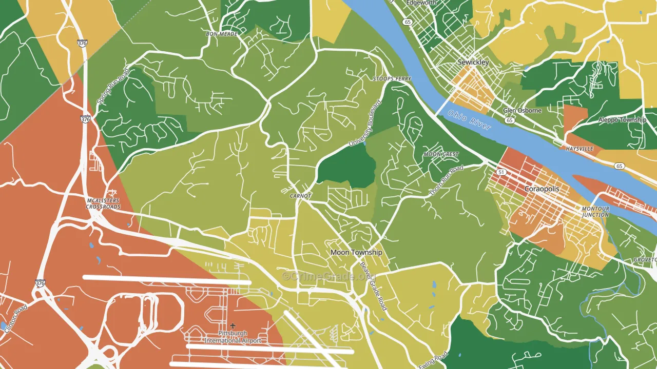Carnot-Moon, PA Map of Burglary Rates