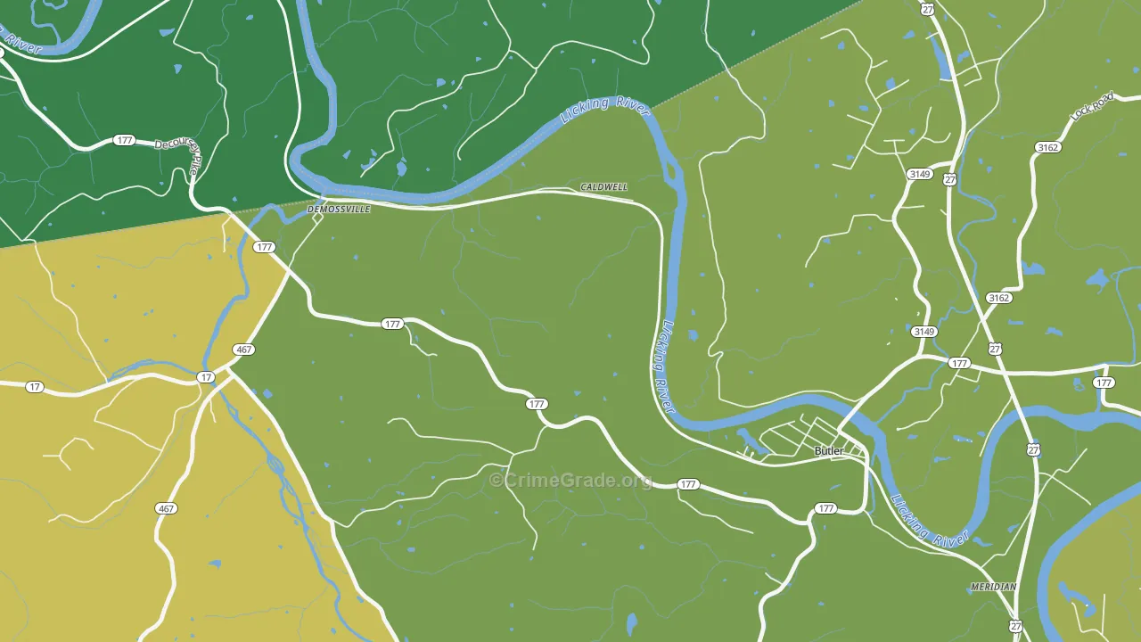 Carntown, KY Map of Burglary Rates