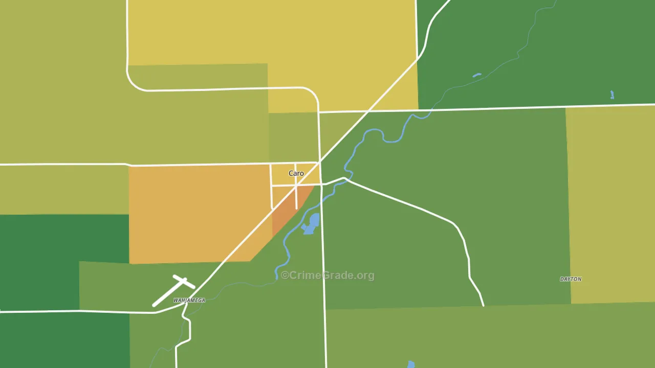 Caro, MI Map of Burglary Rates