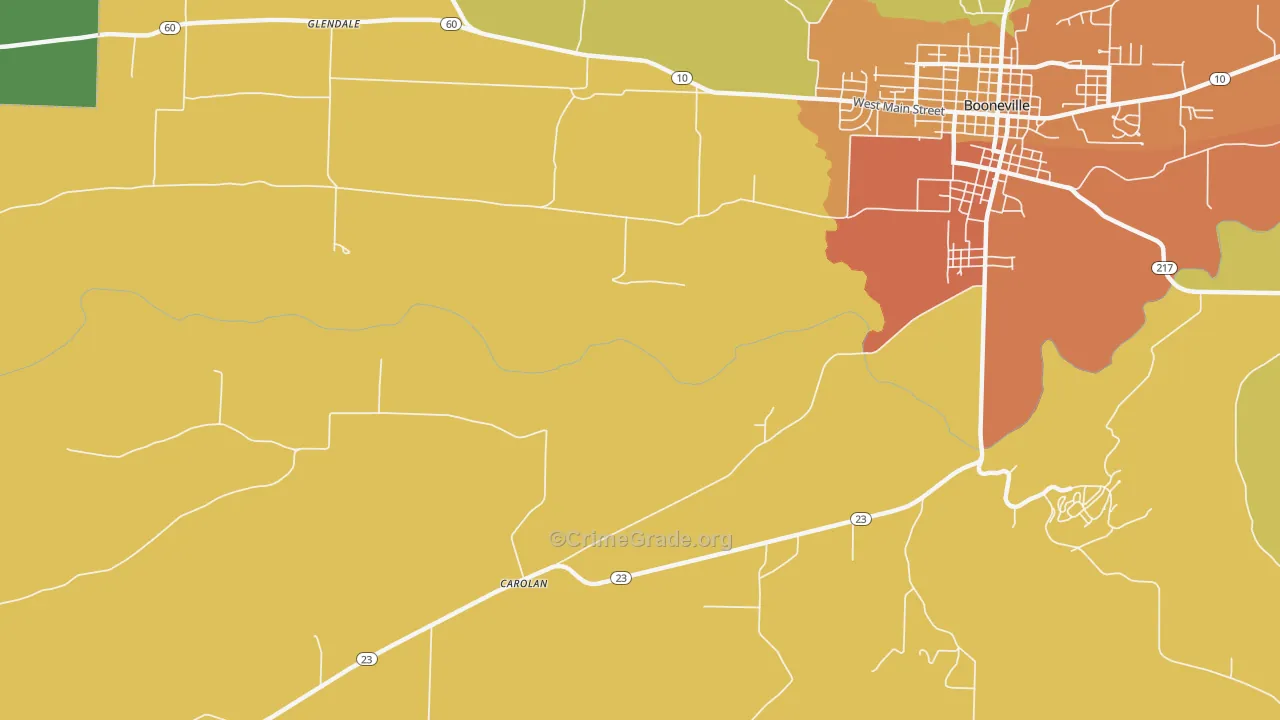 Carolan, AR Map of Burglary Rates