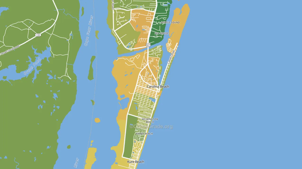 Carolina Beach, NC Map of Burglary Rates