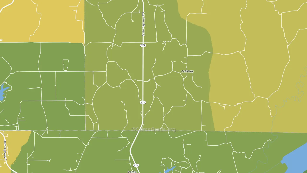 Carolina, MS Map of Burglary Rates