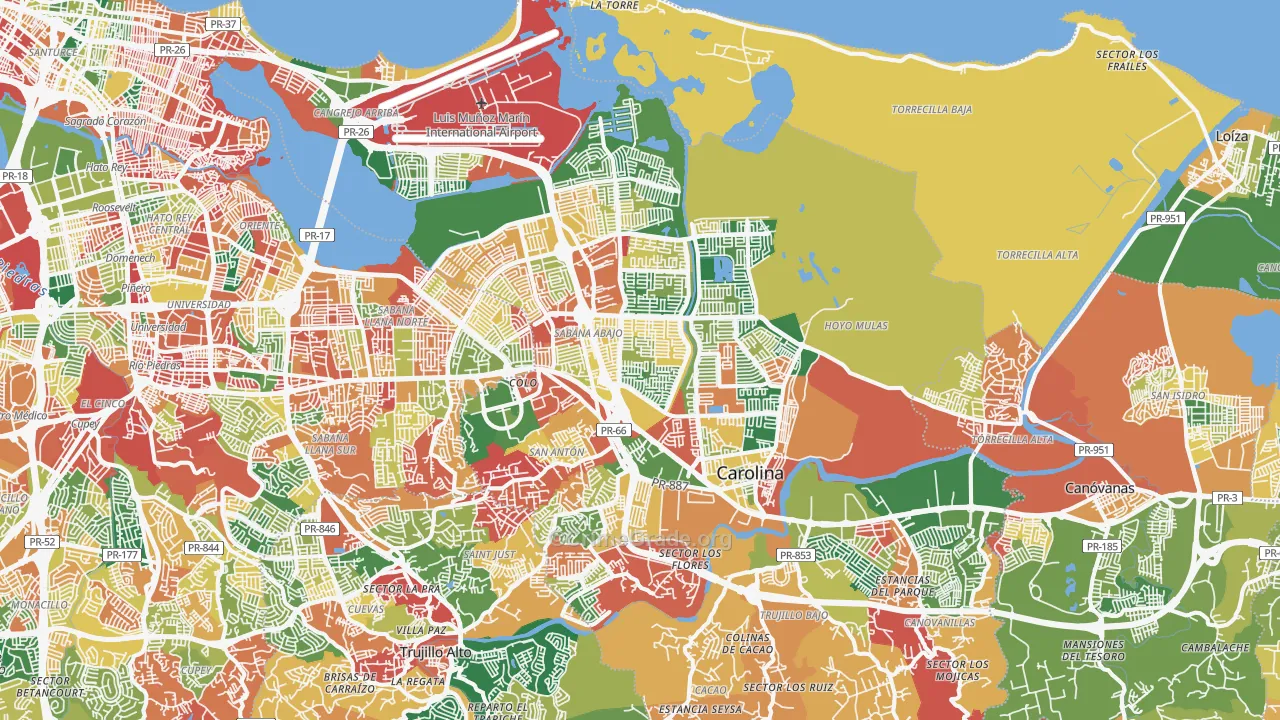Carolina, PR Map of Burglary Rates