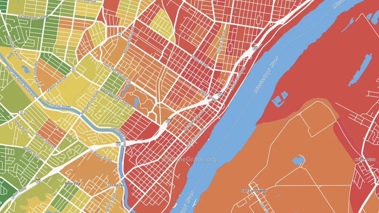 Carondelet, St. Louis, MO Map of Burglary Rates