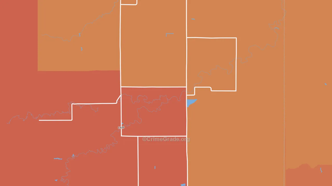 Carp, MN Map of Burglary Rates