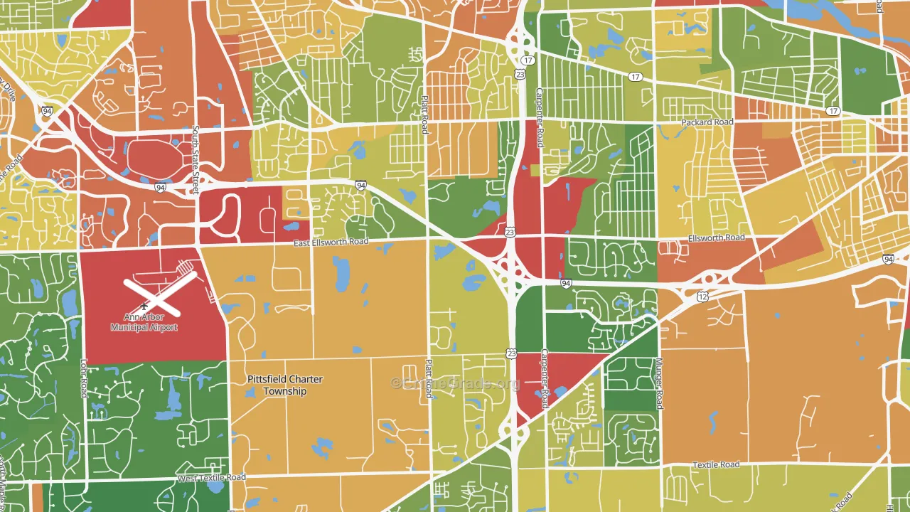 Carpenter, Ann Arbor, MI Map of Burglary Rates