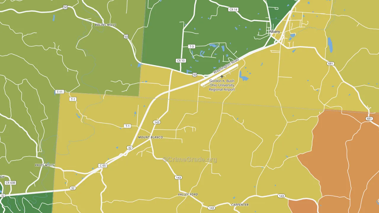 Carpenter, OH Map of Burglary Rates