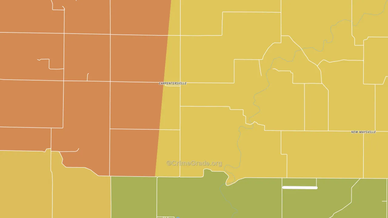 Carpentersville, IN Map of Burglary Rates