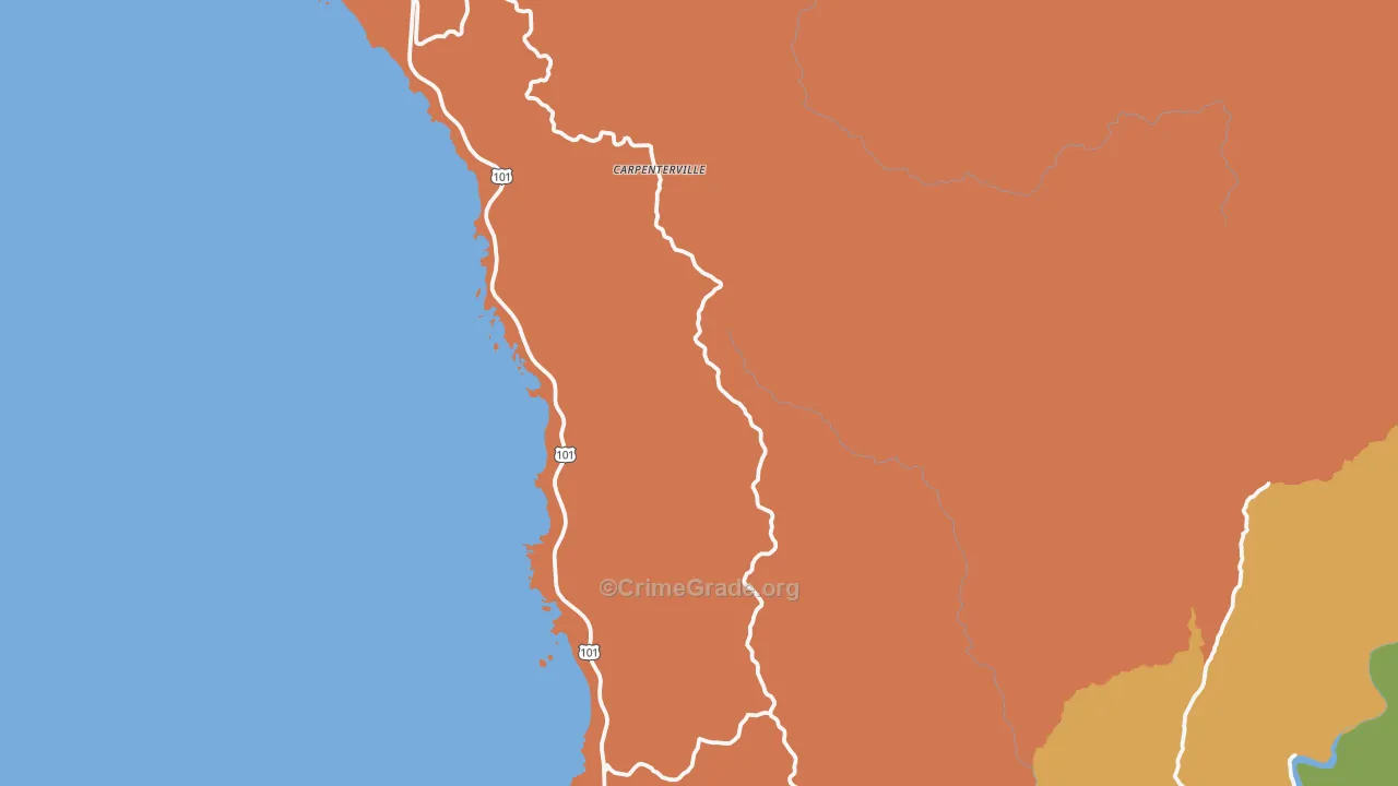 Carpenterville, OR Map of Burglary Rates