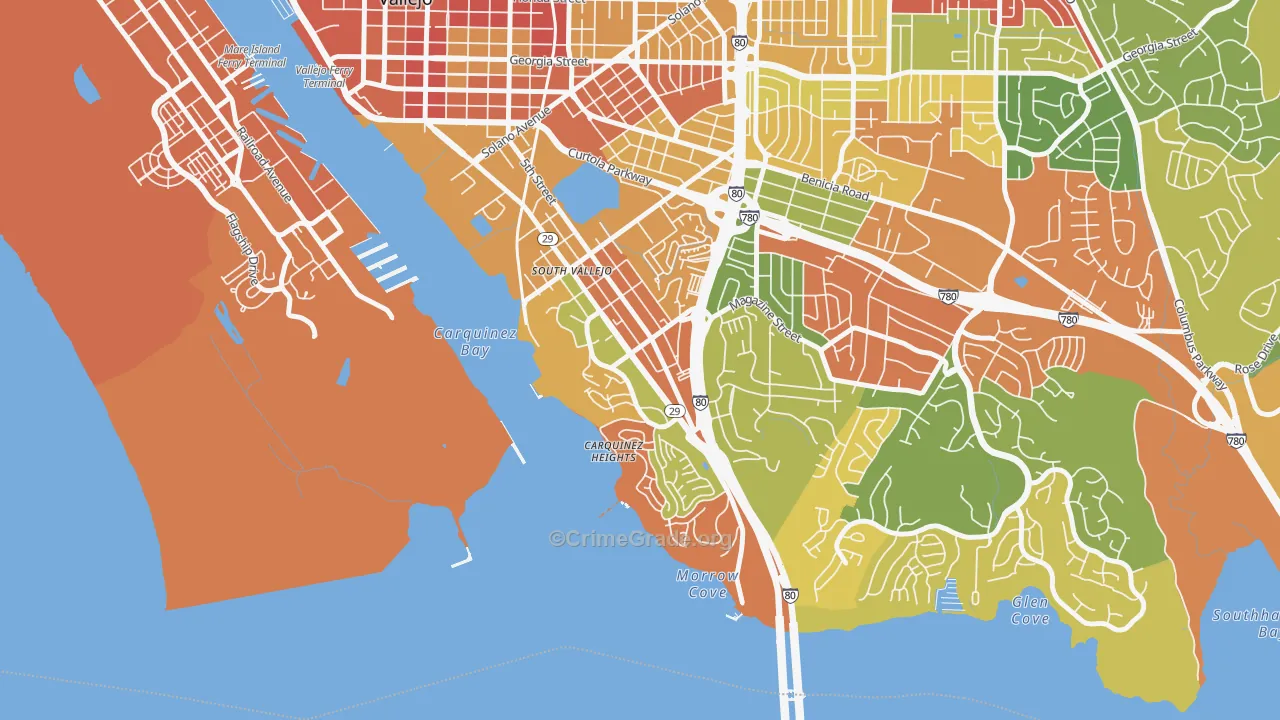 Carquinez Heights, Vallejo, CA Map of Burglary Rates