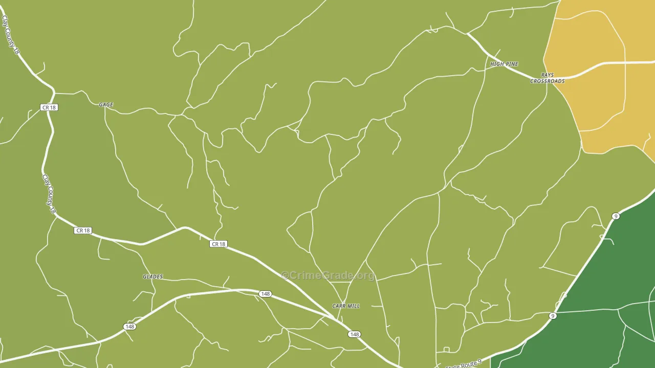 Carr Mill, AL Map of Burglary Rates