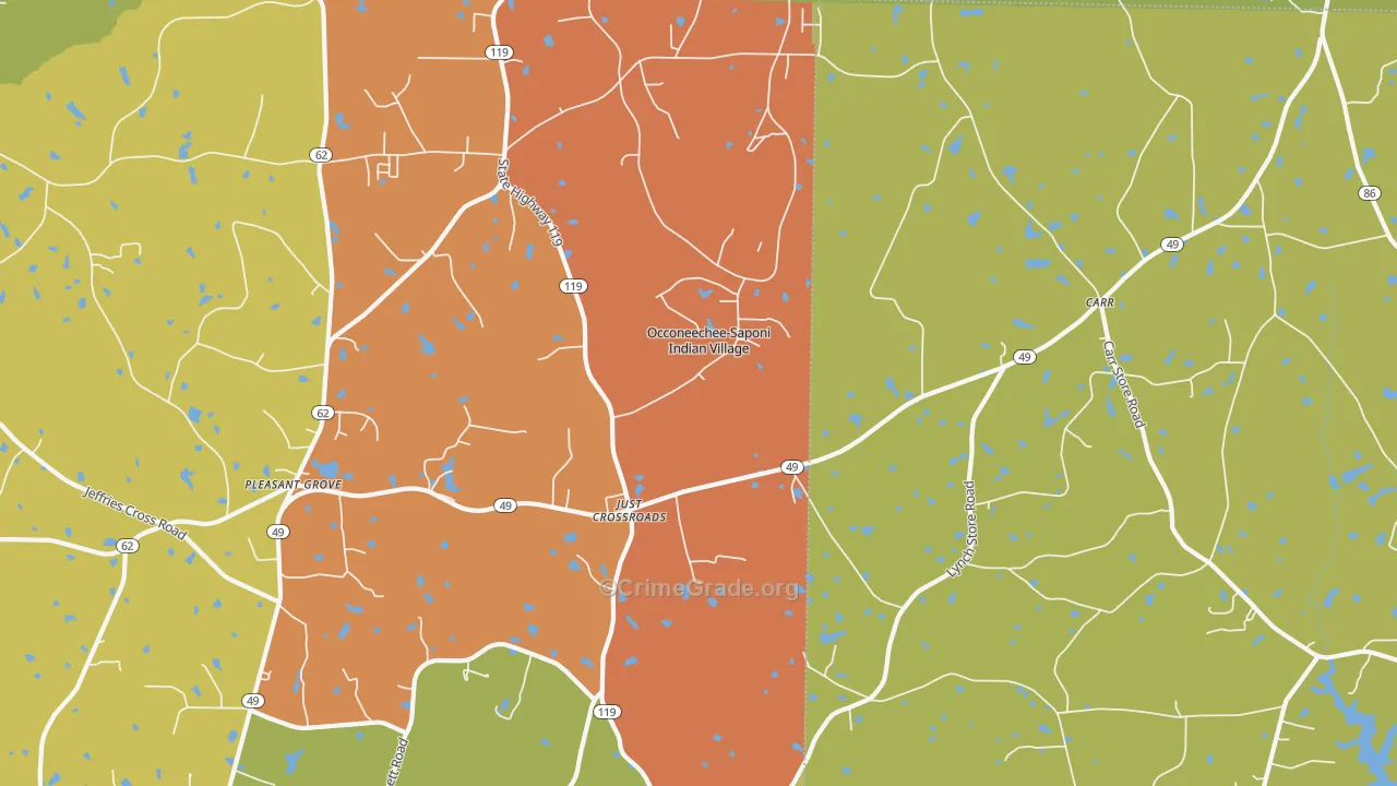 Carr, NC Map of Burglary Rates