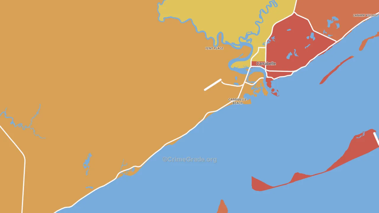 Carrabelle Beach, FL Map of Burglary Rates