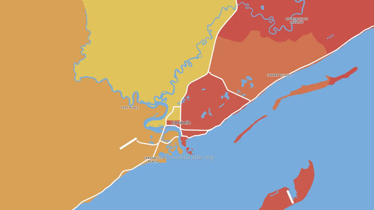 Carrabelle, FL Map of Burglary Rates