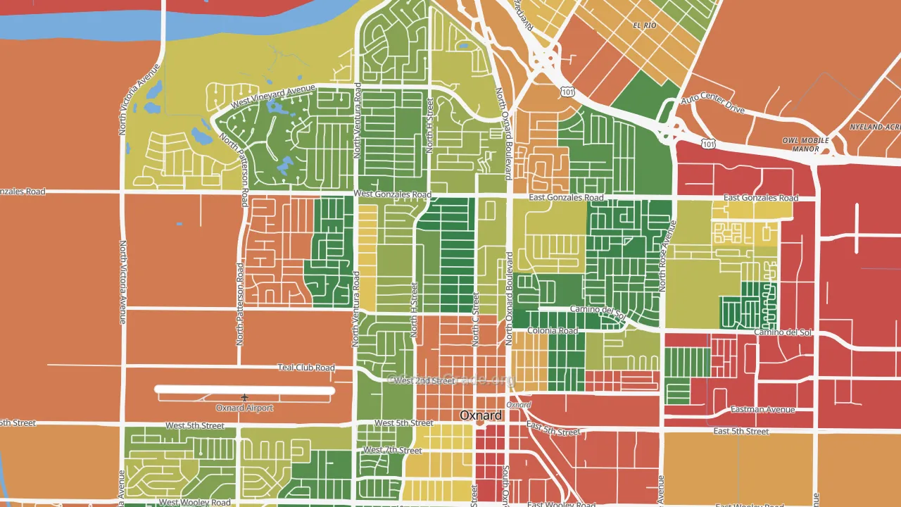 Carriage Square, Oxnard, CA Map of Burglary Rates