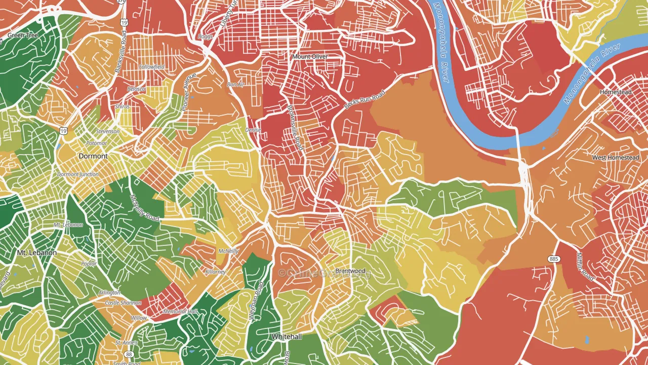 Carrick, Pittsburgh, PA Map of Burglary Rates