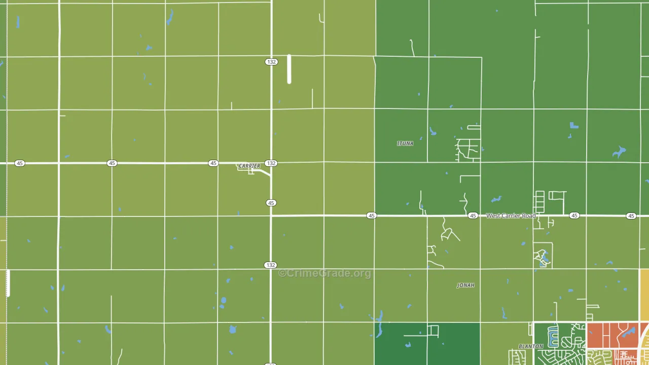 Carrier, OK Map of Burglary Rates