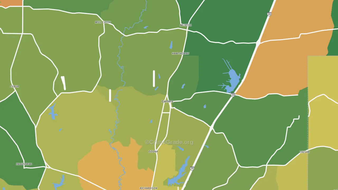 Carriere, MS Map of Burglary Rates