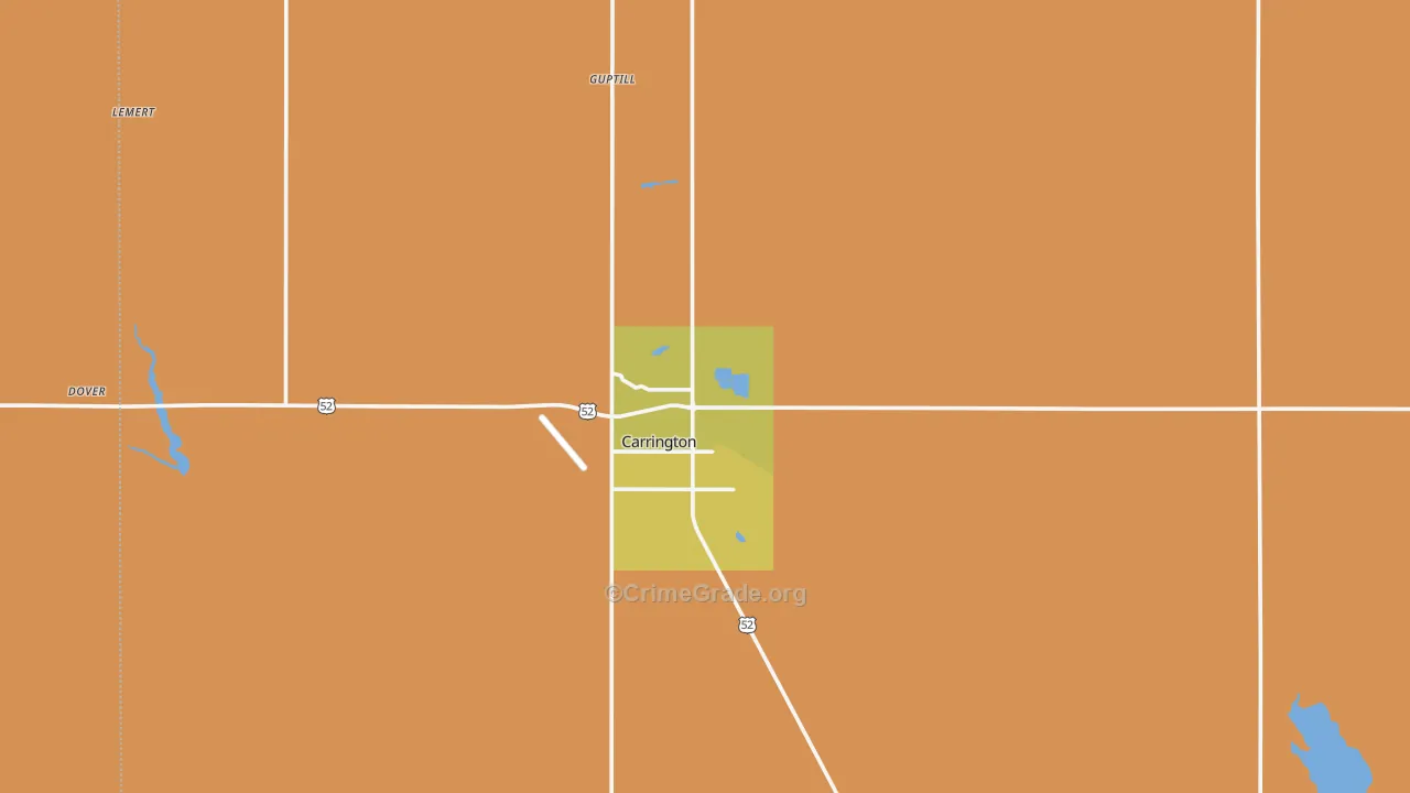 Carrington, ND Map of Burglary Rates