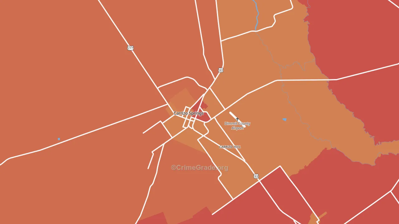 Carrizo Springs, TX Map of Burglary Rates
