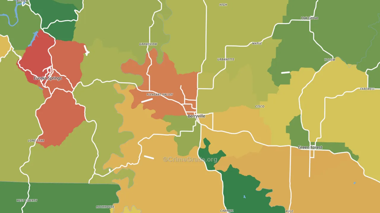 Carroll County, AR Map of Burglary Rates