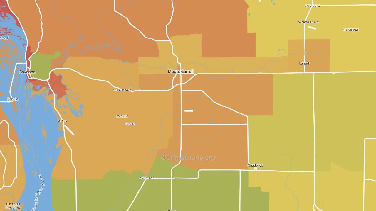 Carroll County, IL Map of Burglary Rates