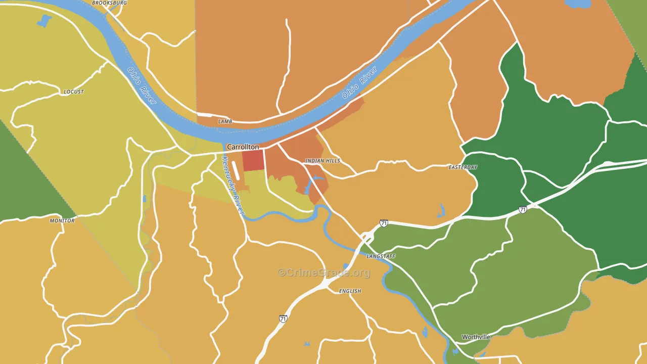 Carroll County, KY Map of Burglary Rates