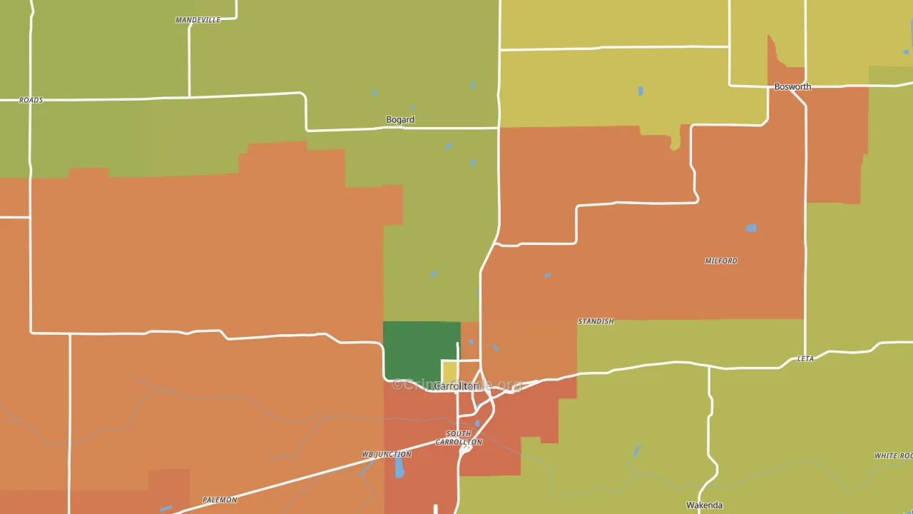 Carroll County, MO Map of Burglary Rates