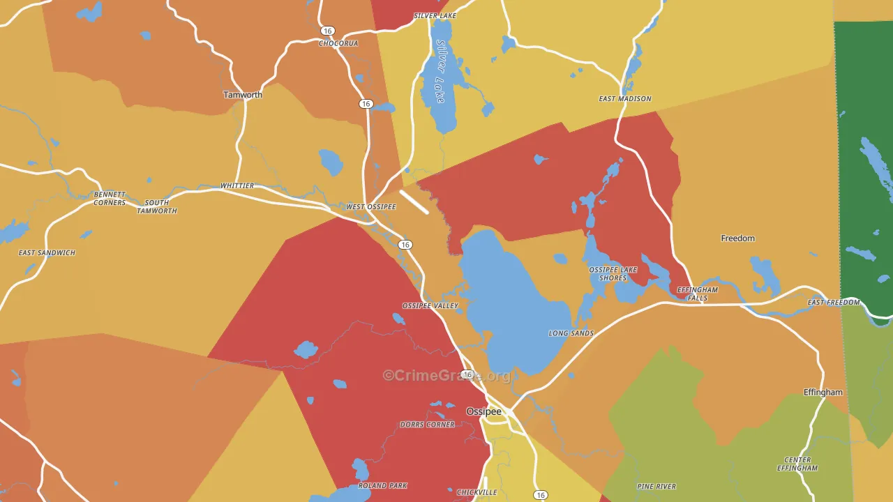 Carroll County, NH Map of Burglary Rates