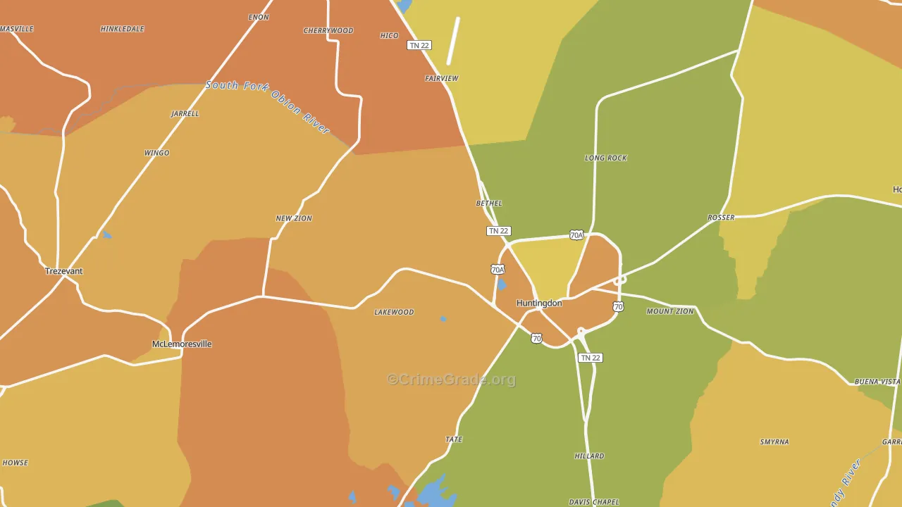 Carroll County, TN Map of Burglary Rates