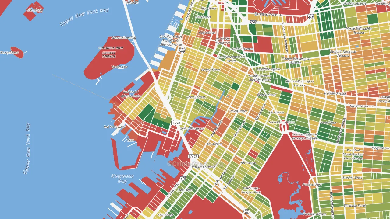Carroll Gardens, Brooklyn, NY Map of Burglary Rates