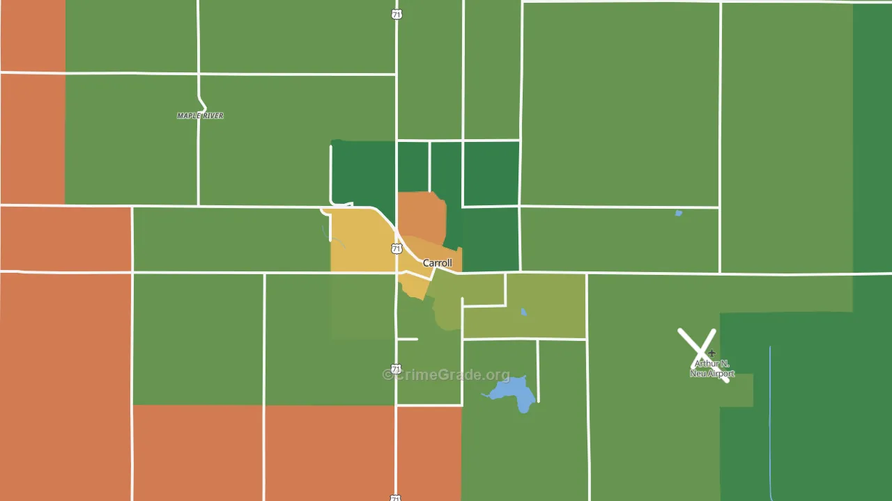 Carroll, IA Map of Burglary Rates