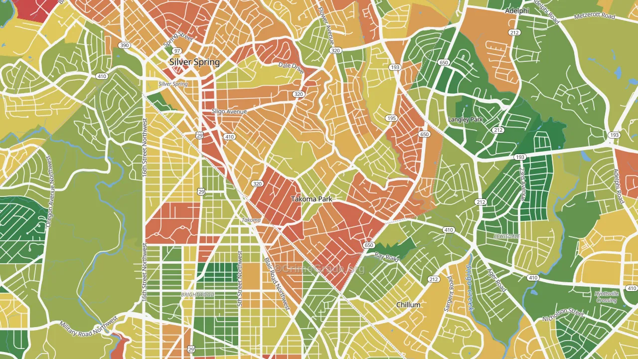 Carroll Manor, Takoma Park, MD Map of Burglary Rates